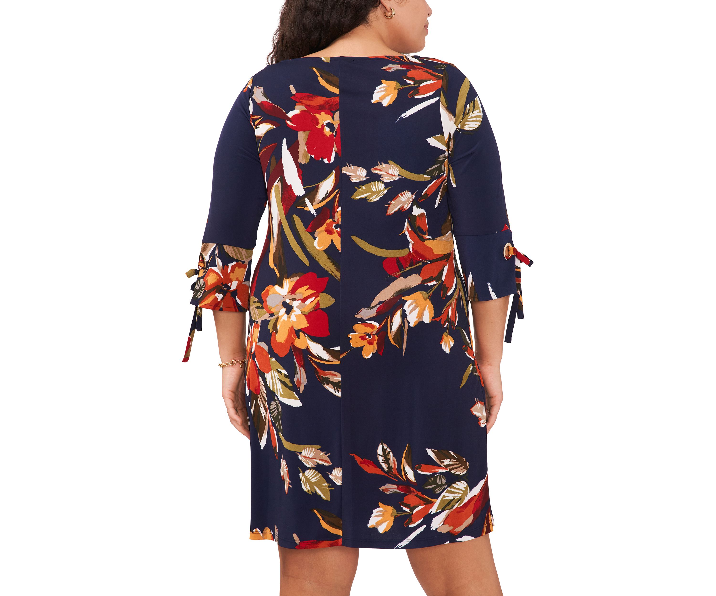 Plus Size Floral Printed A-Line Dress