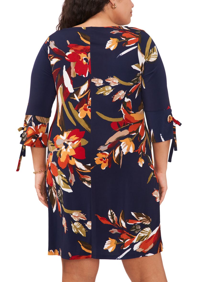 Plus Size Floral Printed A-Line Dress