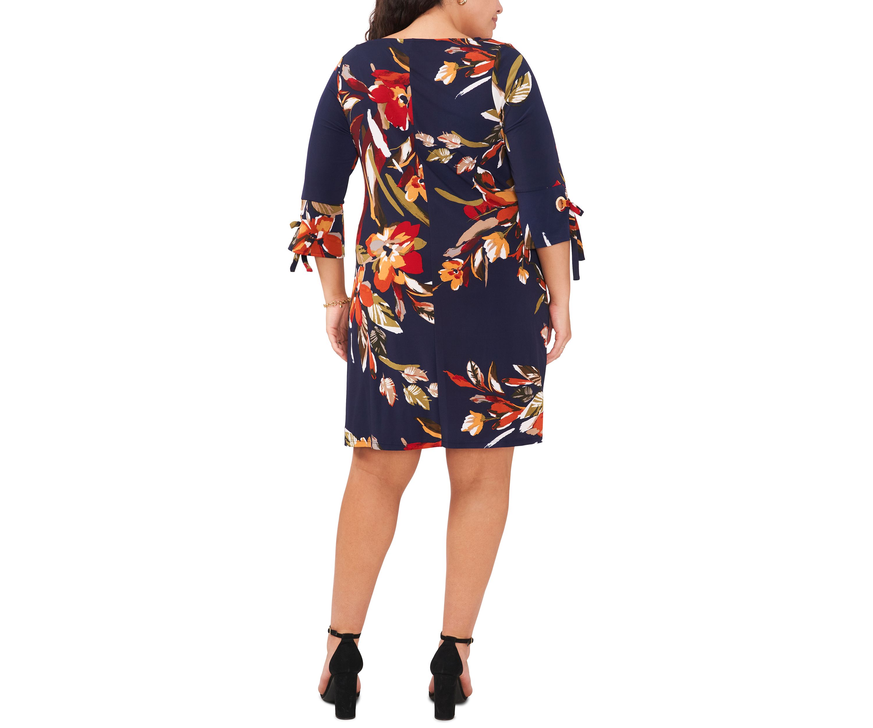 Plus Size Floral Printed A-Line Dress