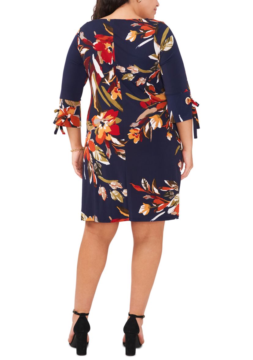 Plus Size Floral Printed A-Line Dress
