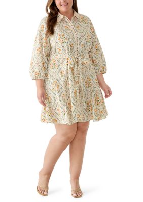 MSK Women's Plus Size Sleeve Mini Dress, Orange, 3X