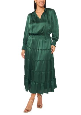 MSK Women's Plus Size Long Sleeve Chiffon Fit and Flare Dress, 3XL
