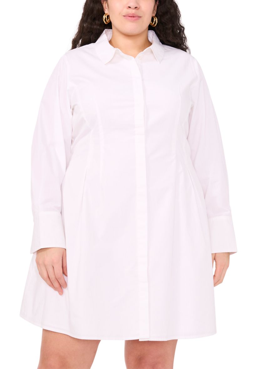 plus size white shirt dress with collar Vera Collar Shirt Mini Dress - White
