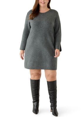 MSK Women's Plus Size A-Line Sweater Dress, Grey, 3X