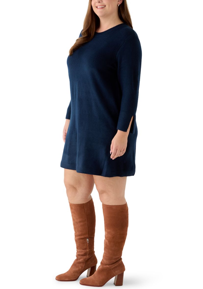 Msk Women's Plus Size A-Line Sweater Dress, Grey, 1x