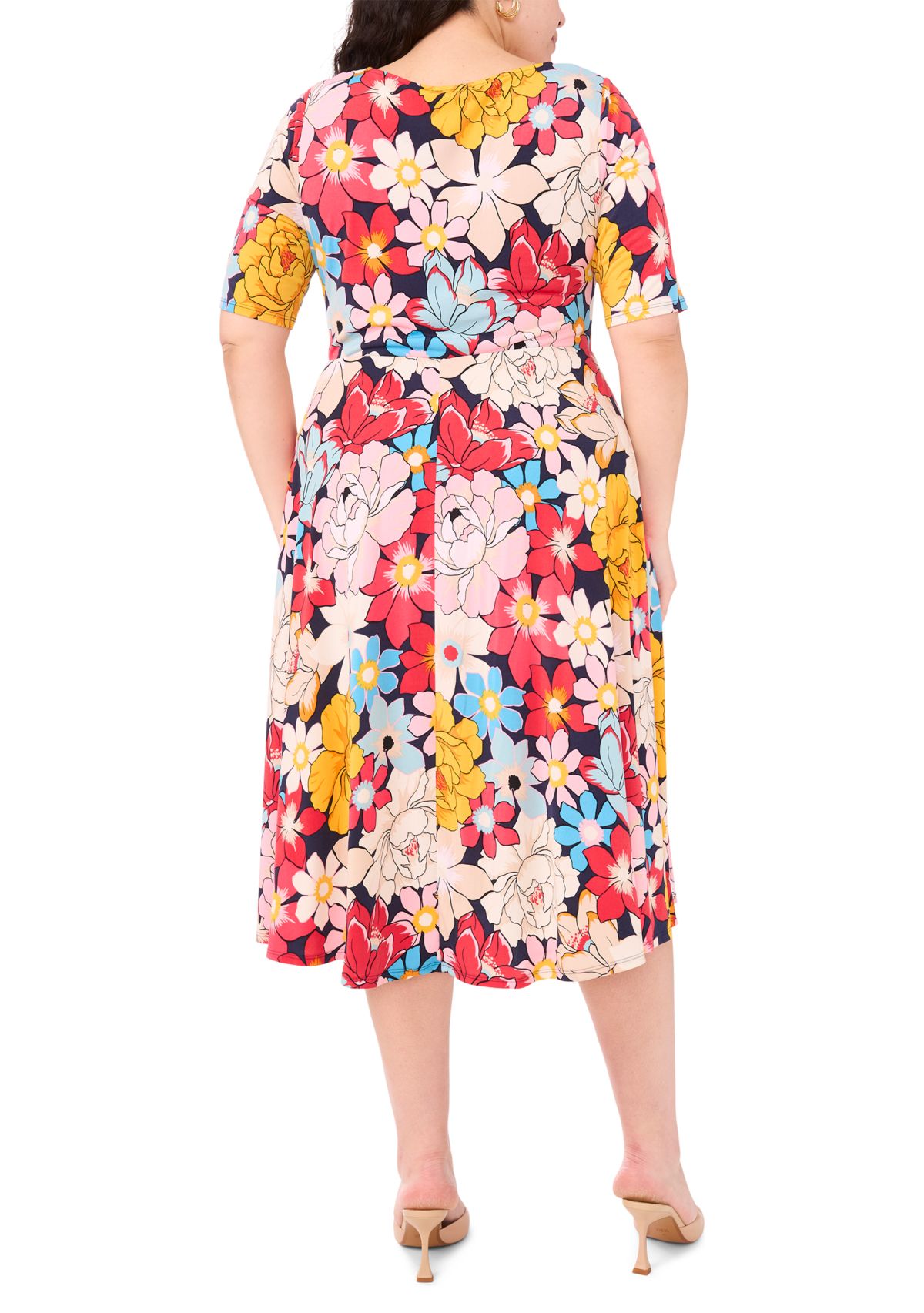 Plus Size Scoop Neck Floral Print Dress