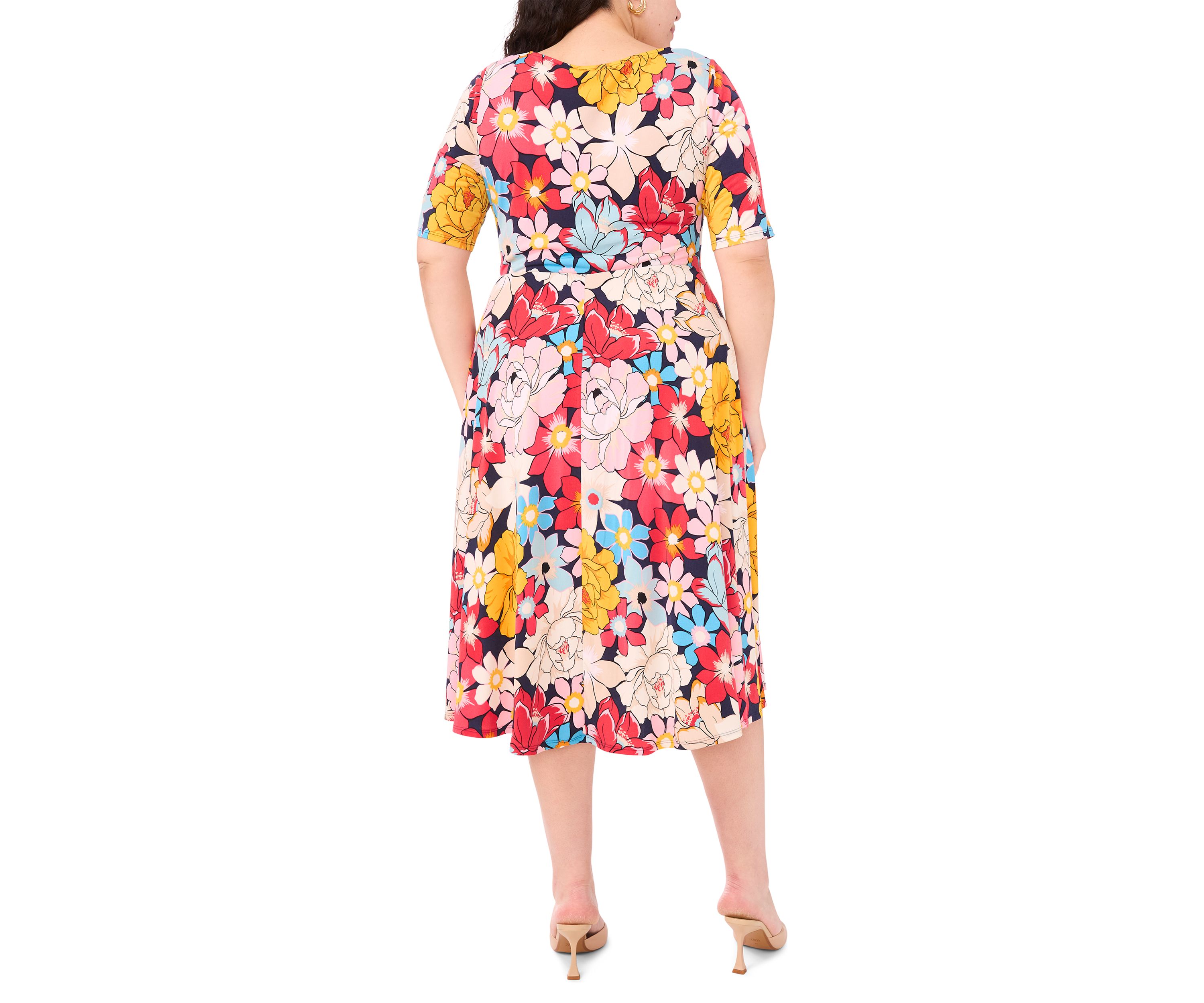 Plus Size Scoop Neck Floral Print Dress