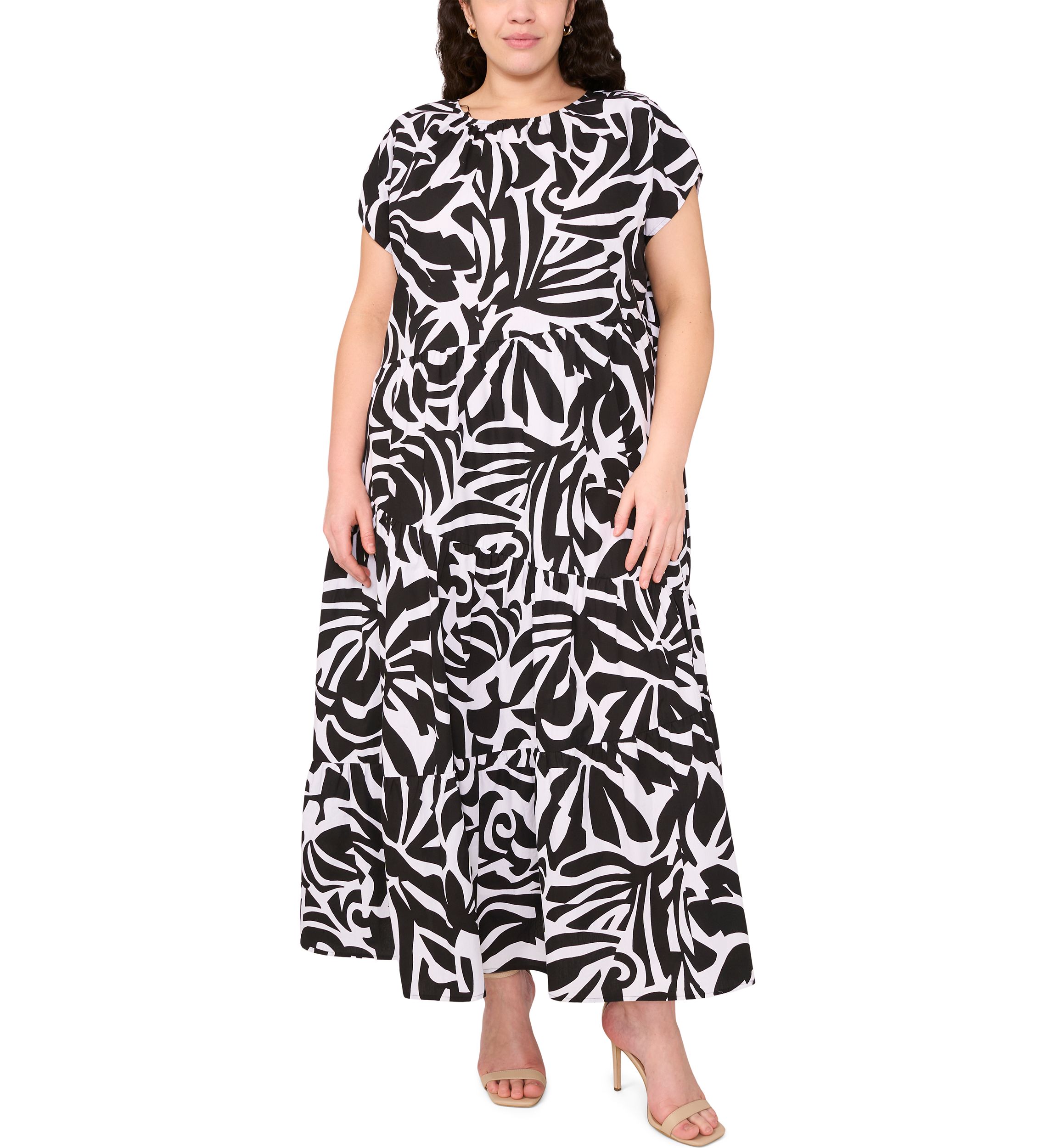 Plus Size Crew Neck Printed Dress