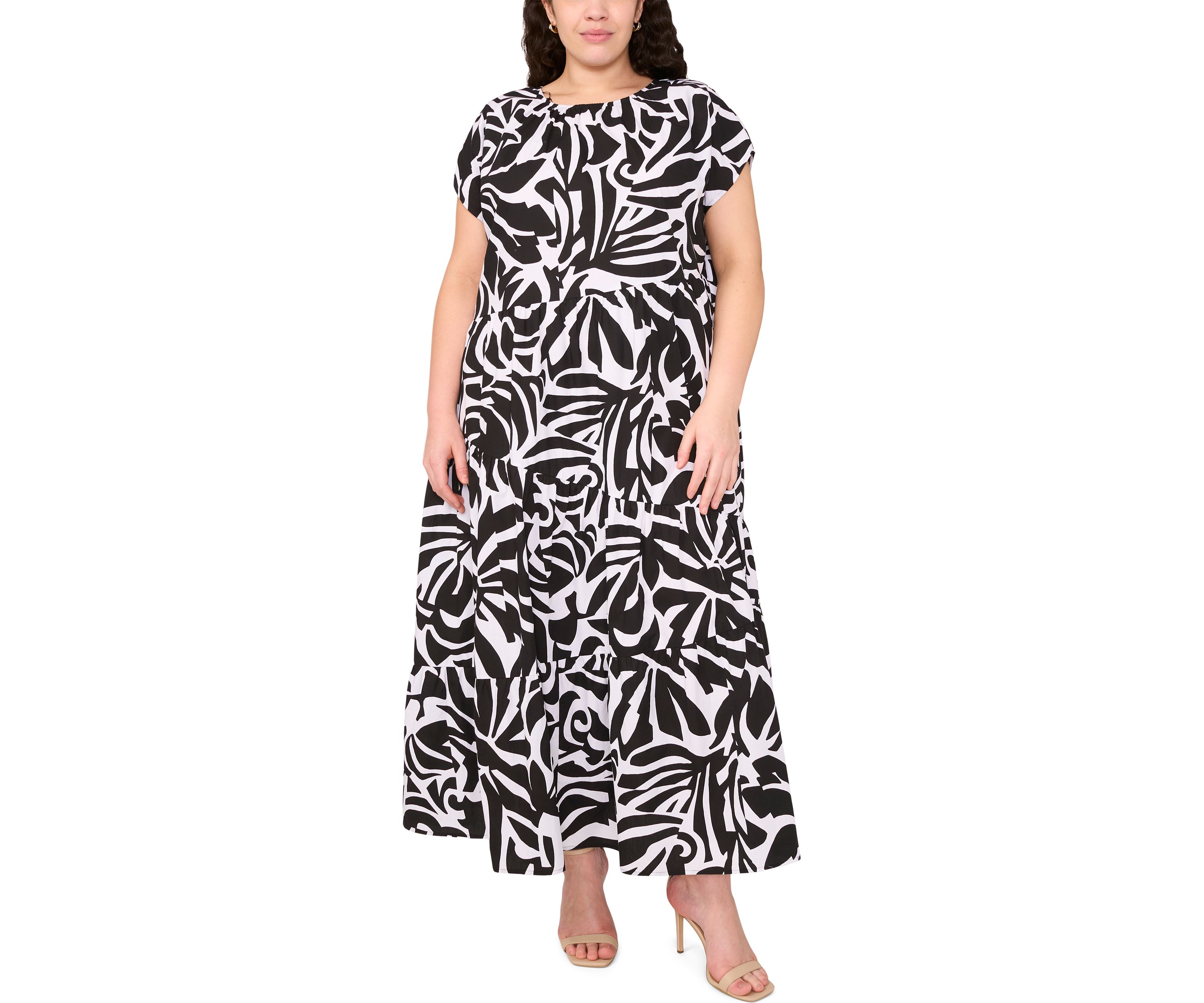 Plus Size Crew Neck Printed Dress