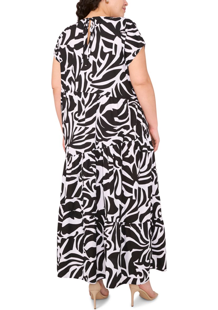 Plus Size Crew Neck Printed Dress