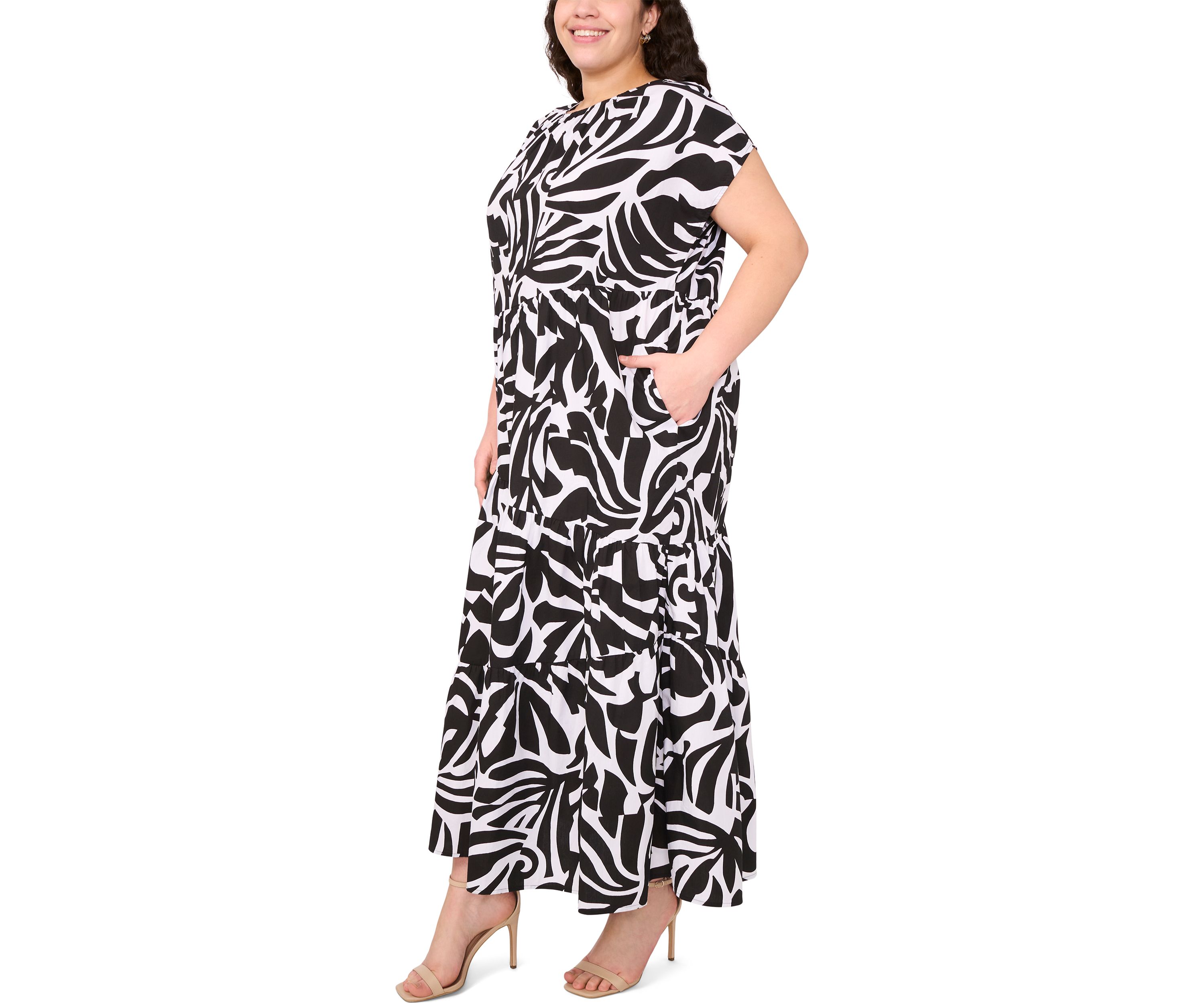 Plus Size Crew Neck Printed Dress