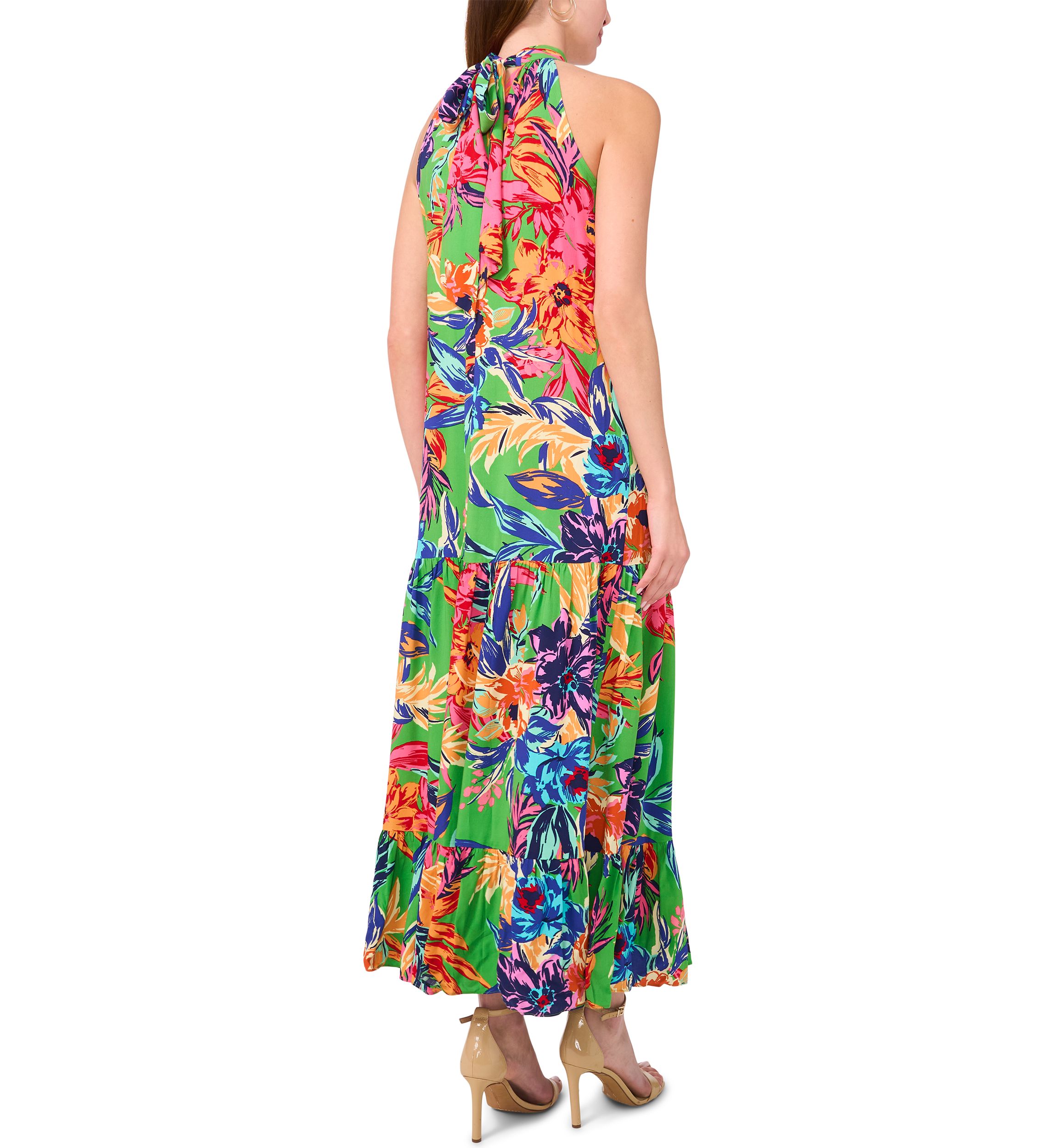 Womens Floral Printed Halter Neck Dress