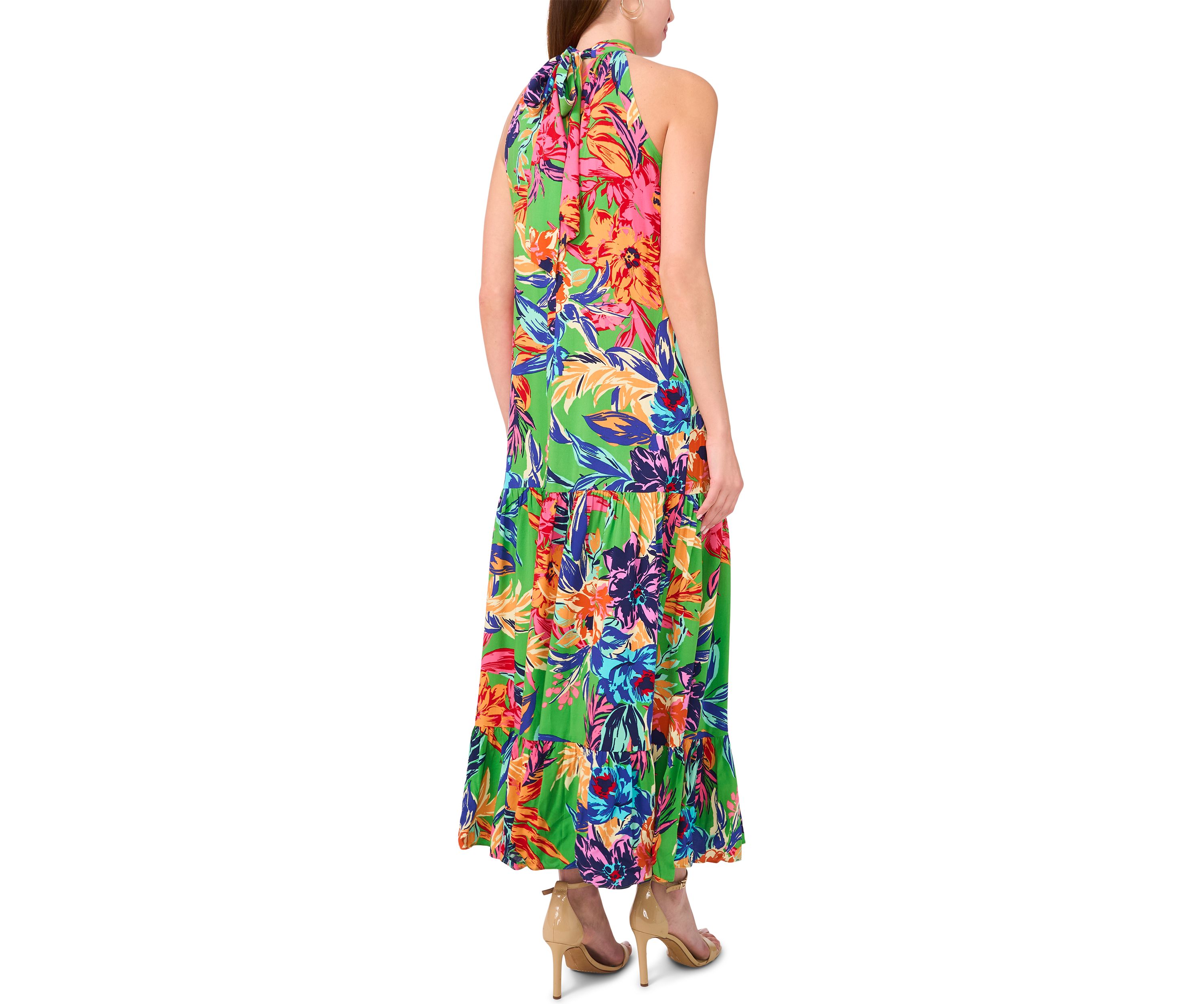 Womens Floral Printed Halter Neck Dress