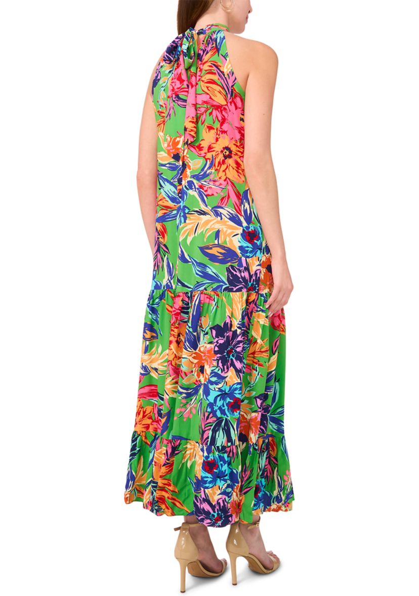 Womens Floral Printed Halter Neck Dress