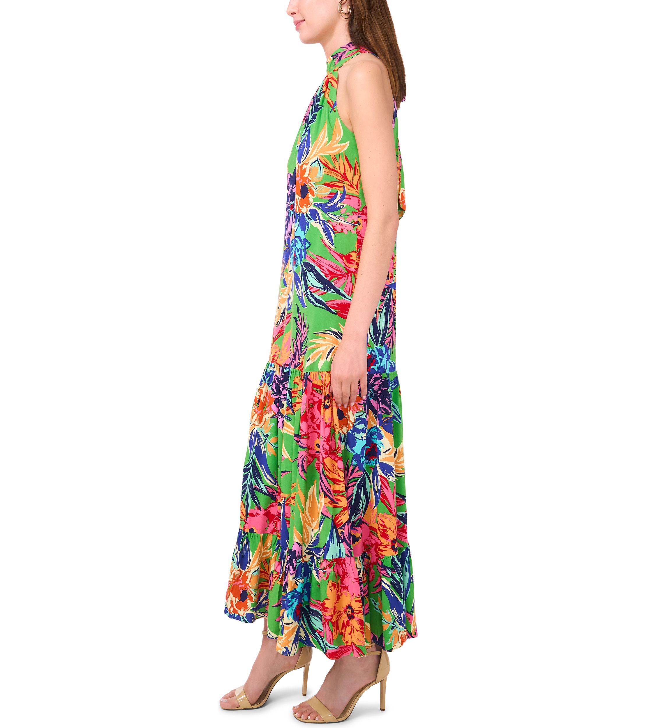 Womens Floral Printed Halter Neck Dress