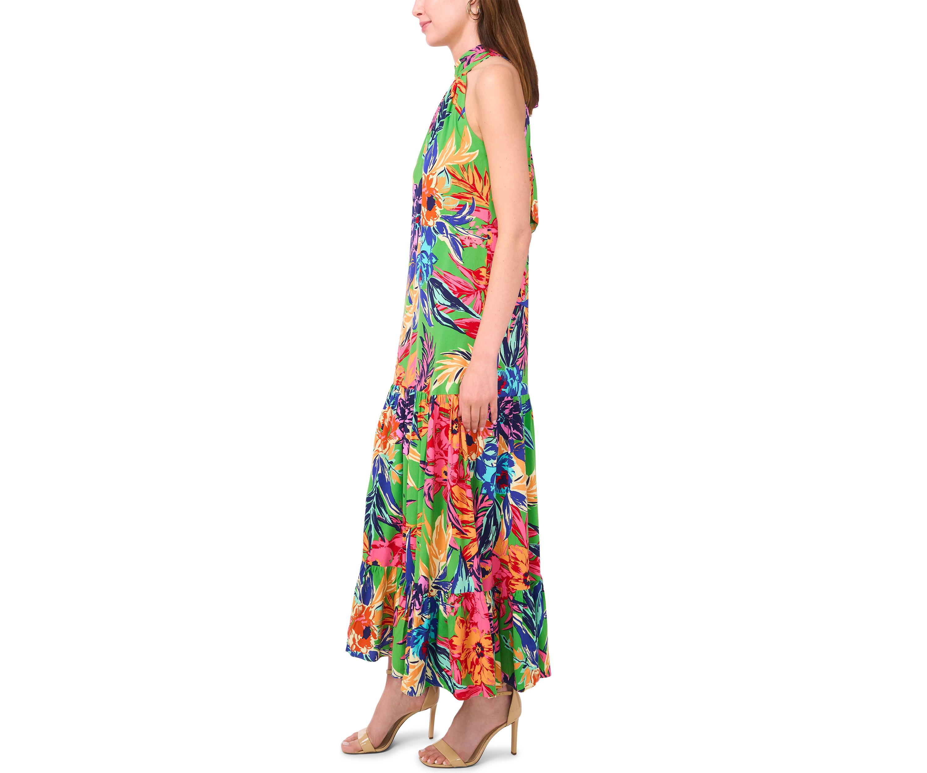 Womens Floral Printed Halter Neck Dress