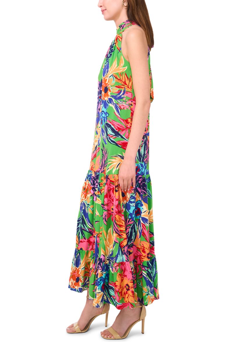 Womens Floral Printed Halter Neck Dress