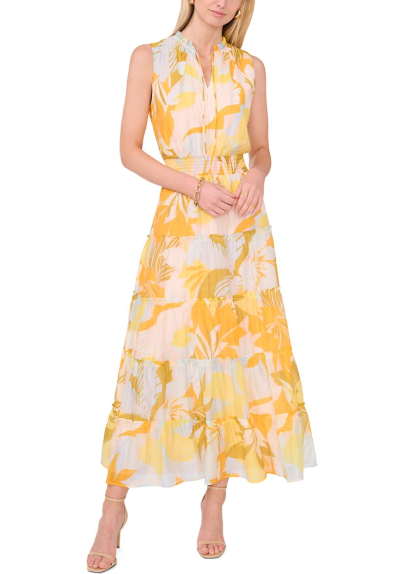 Womens Sleeveless Printed Maxi Dress