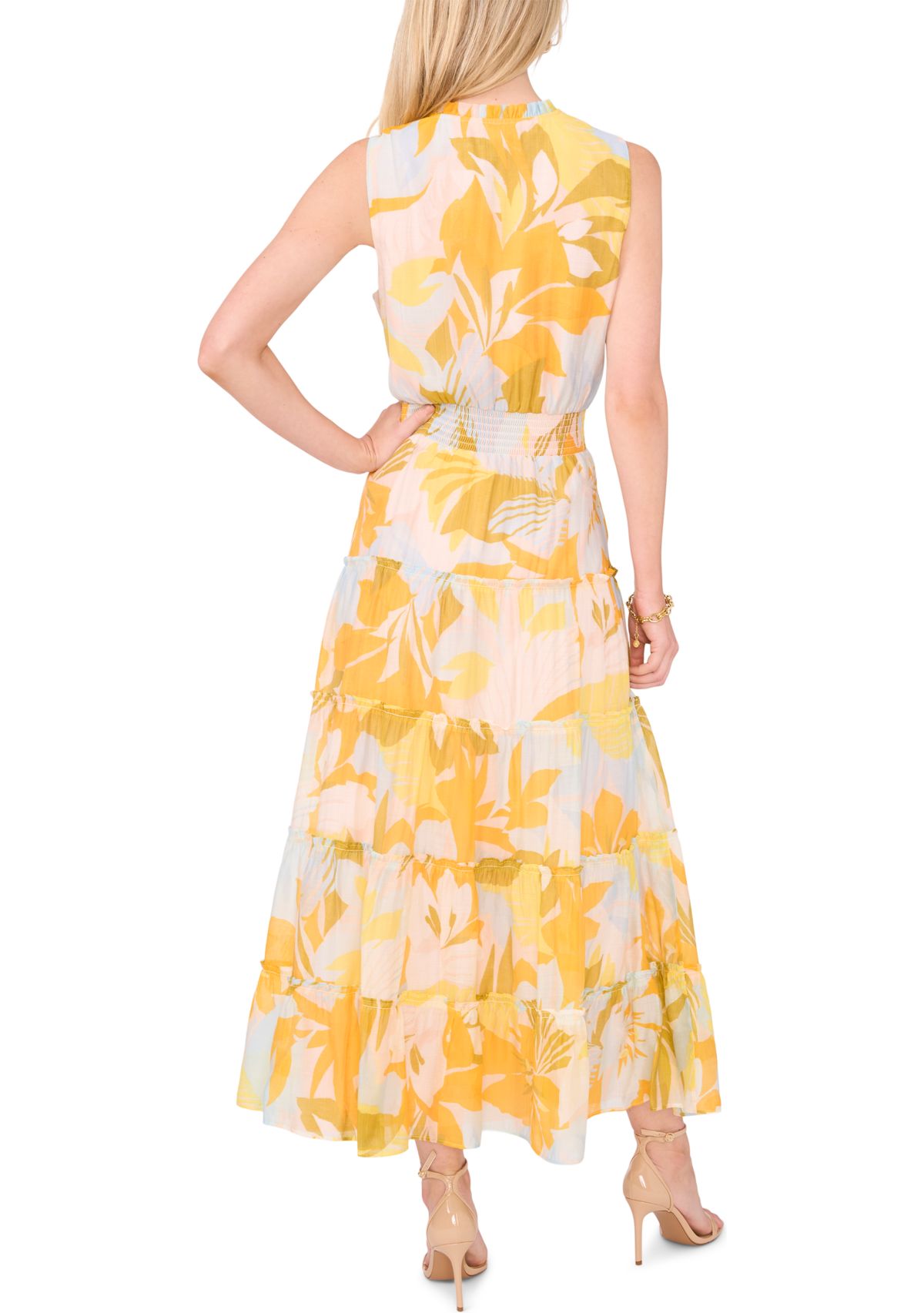 Womens Sleeveless Printed Maxi Dress