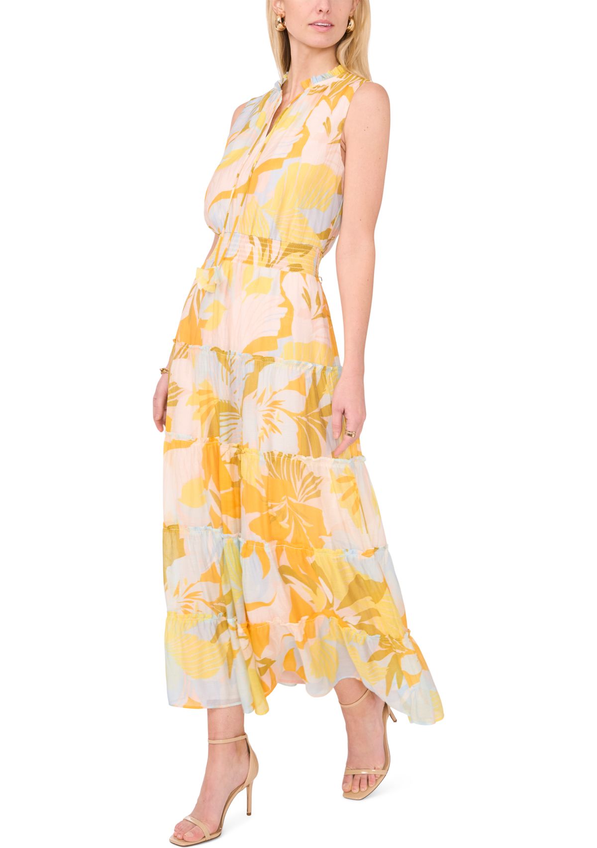 Womens Sleeveless Printed Maxi Dress