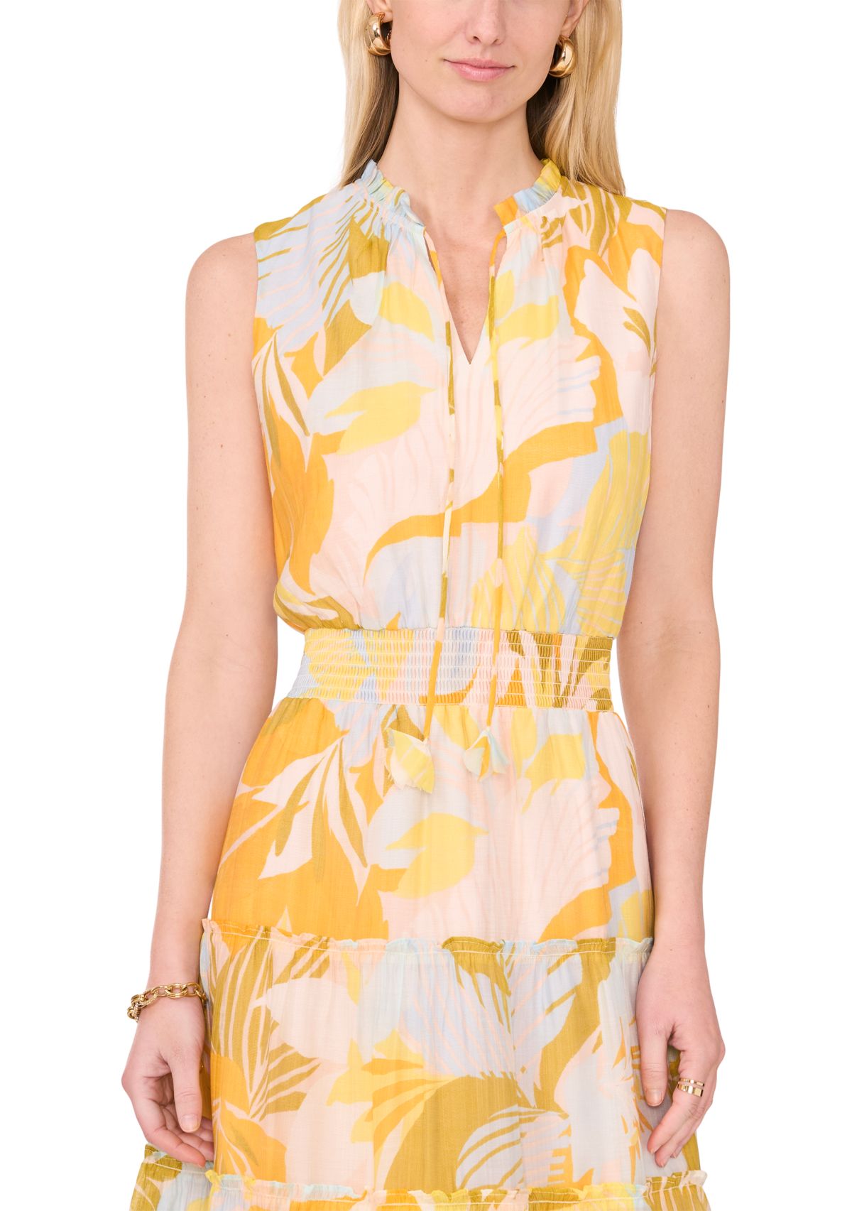 Womens Sleeveless Printed Maxi Dress