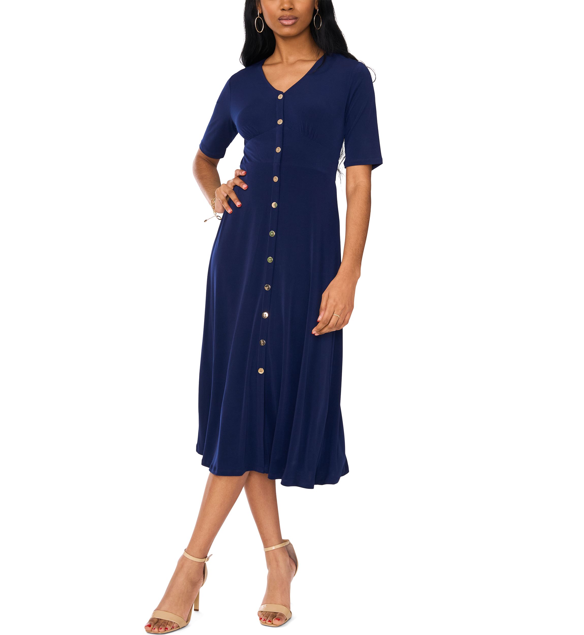 msk v-neck beaded midi dress Vena Beaded Midi Dress