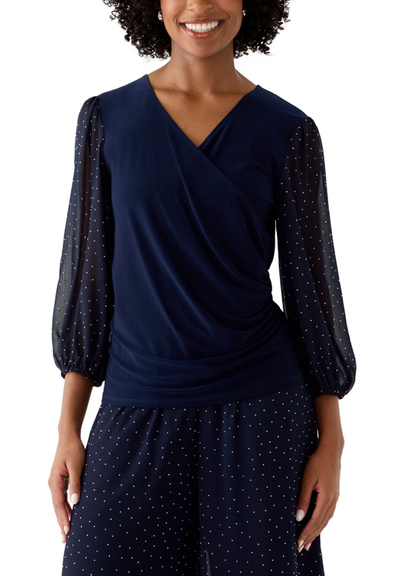 Womens Long Sleeve V-Neck Top