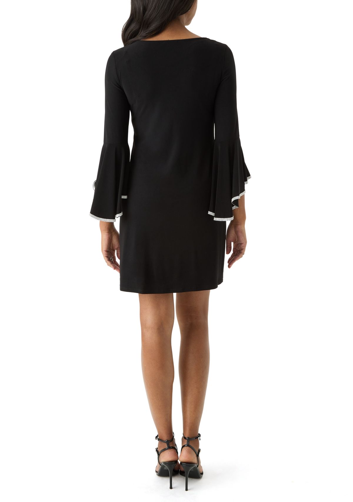 Womens V-Neck Sheath Dress with Trim Detail