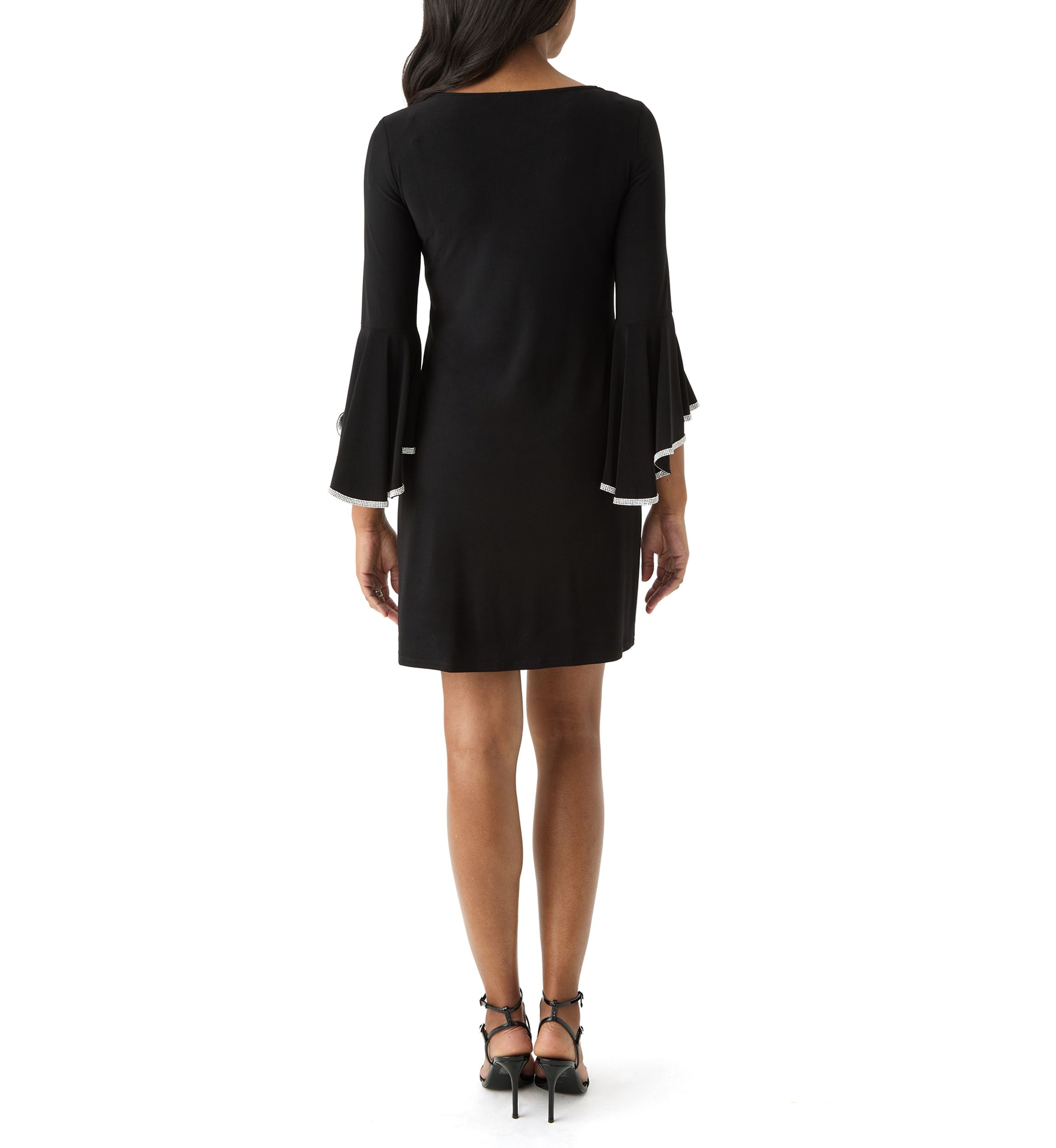 Womens V-Neck Sheath Dress with Trim Detail