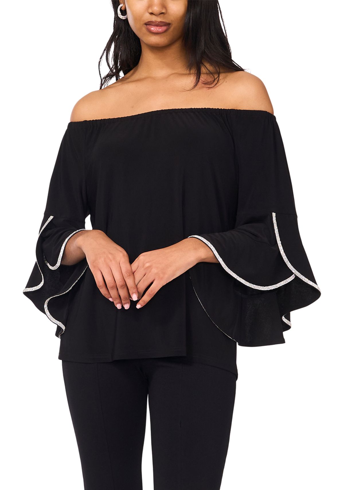 Womens Bell Sleeve Off the Shoulder Top