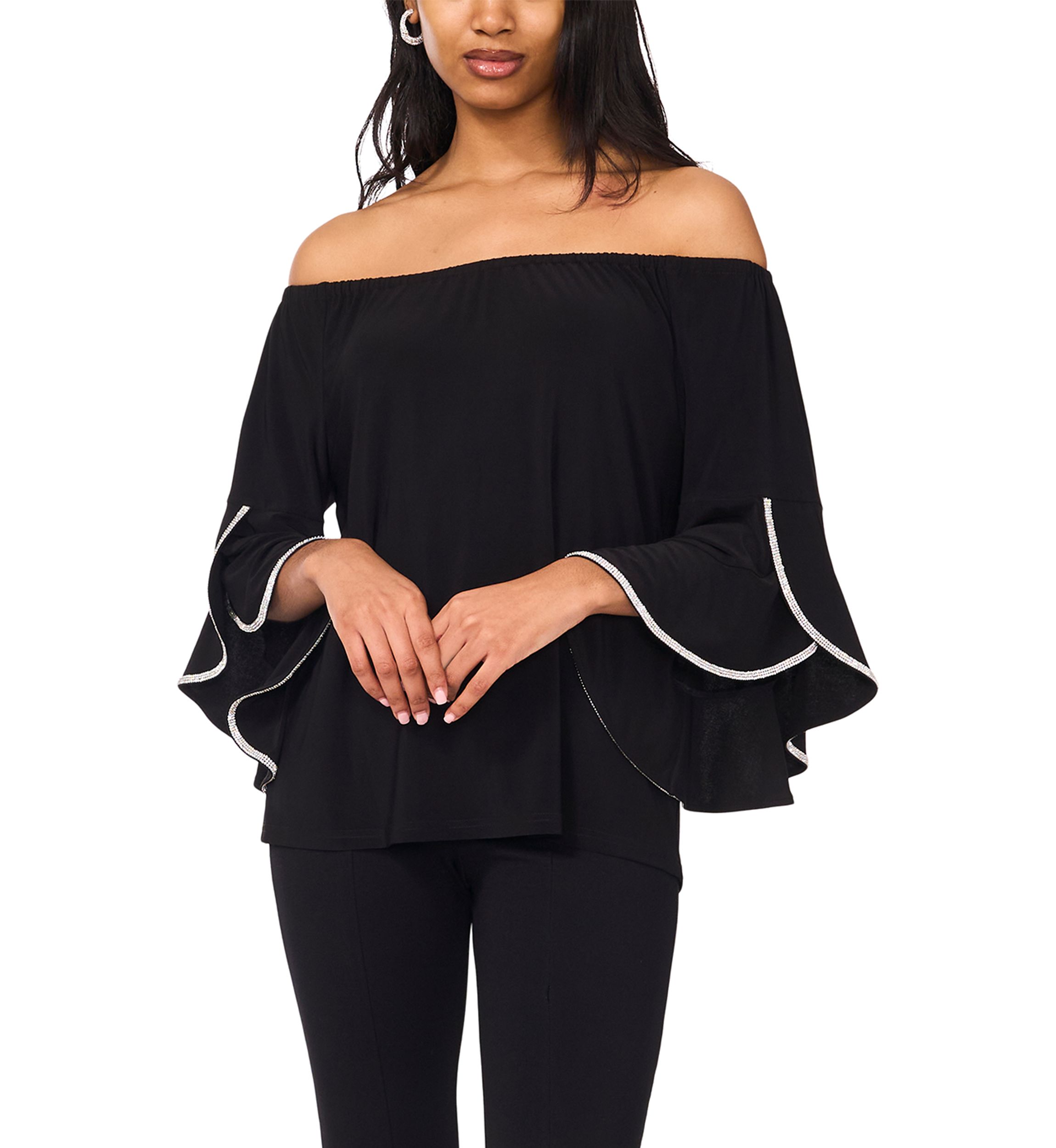 Womens Bell Sleeve Off the Shoulder Top