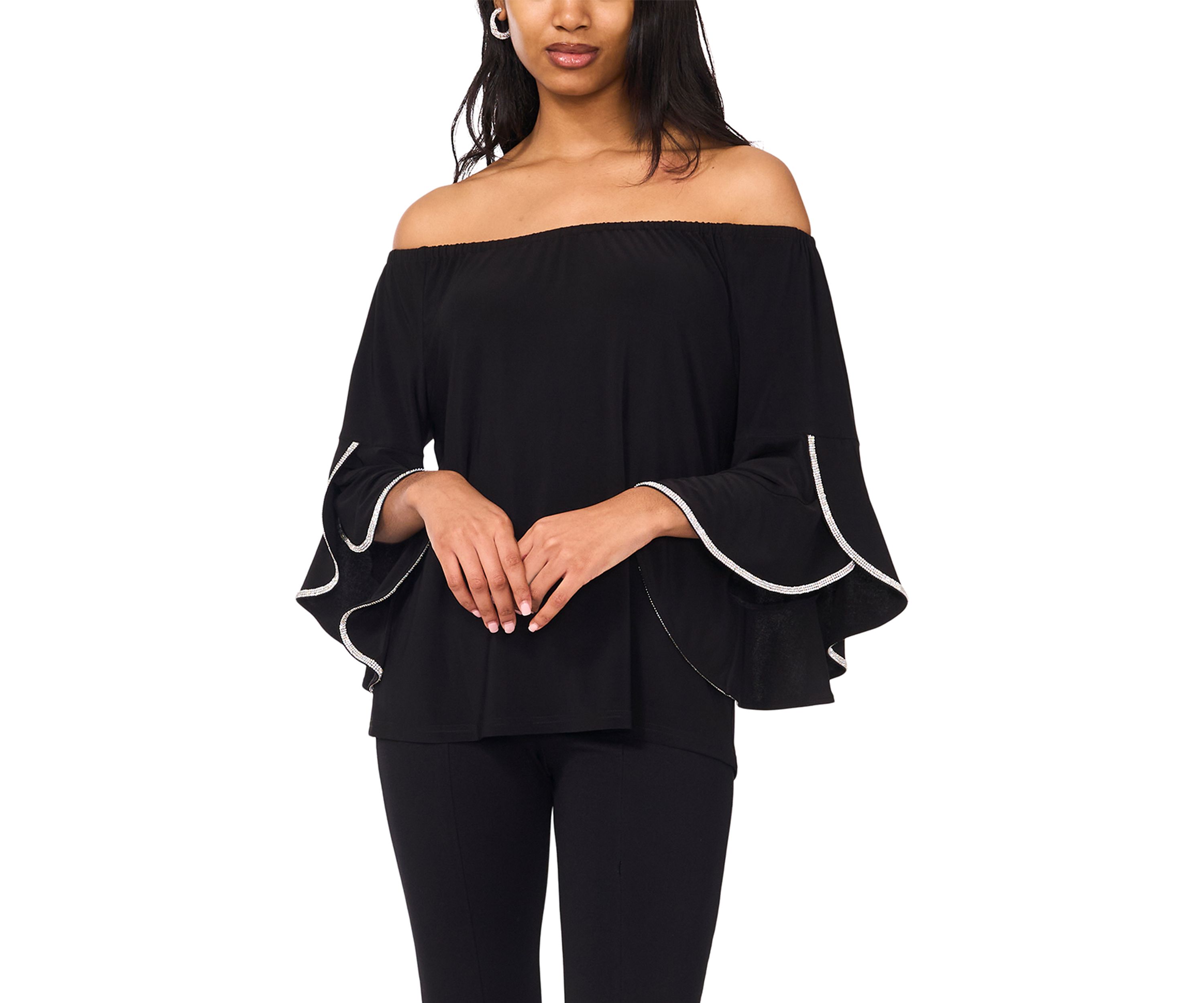 Womens Bell Sleeve Off the Shoulder Top