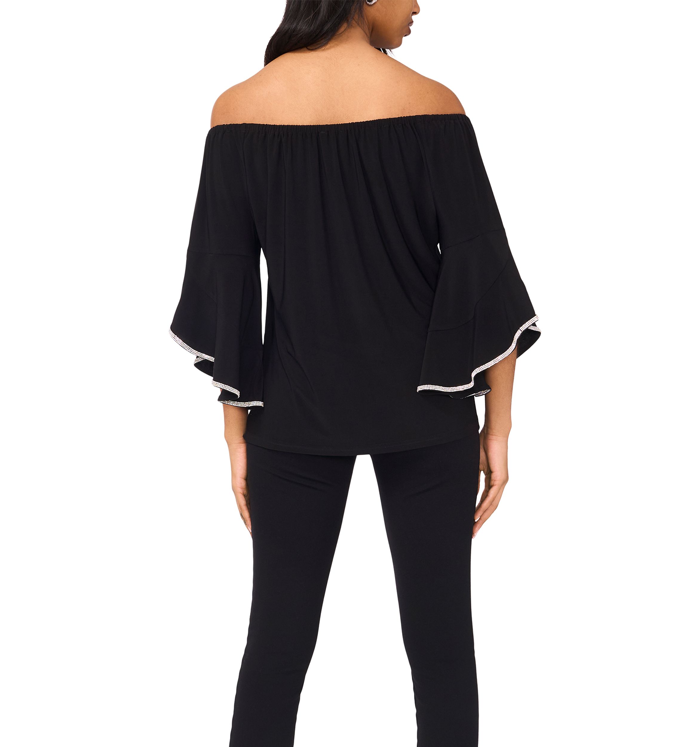 Womens Bell Sleeve Off the Shoulder Top