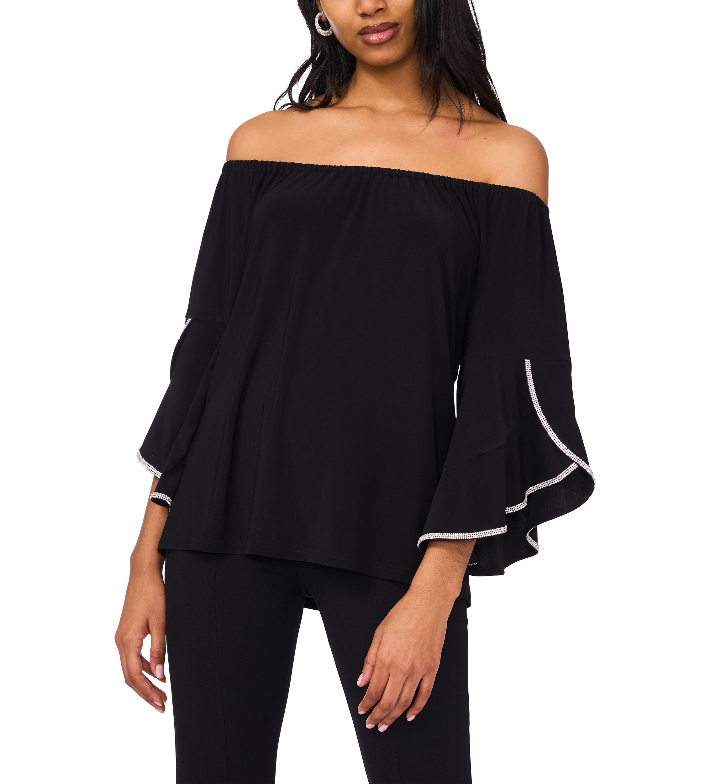 Womens Bell Sleeve Off the Shoulder Top