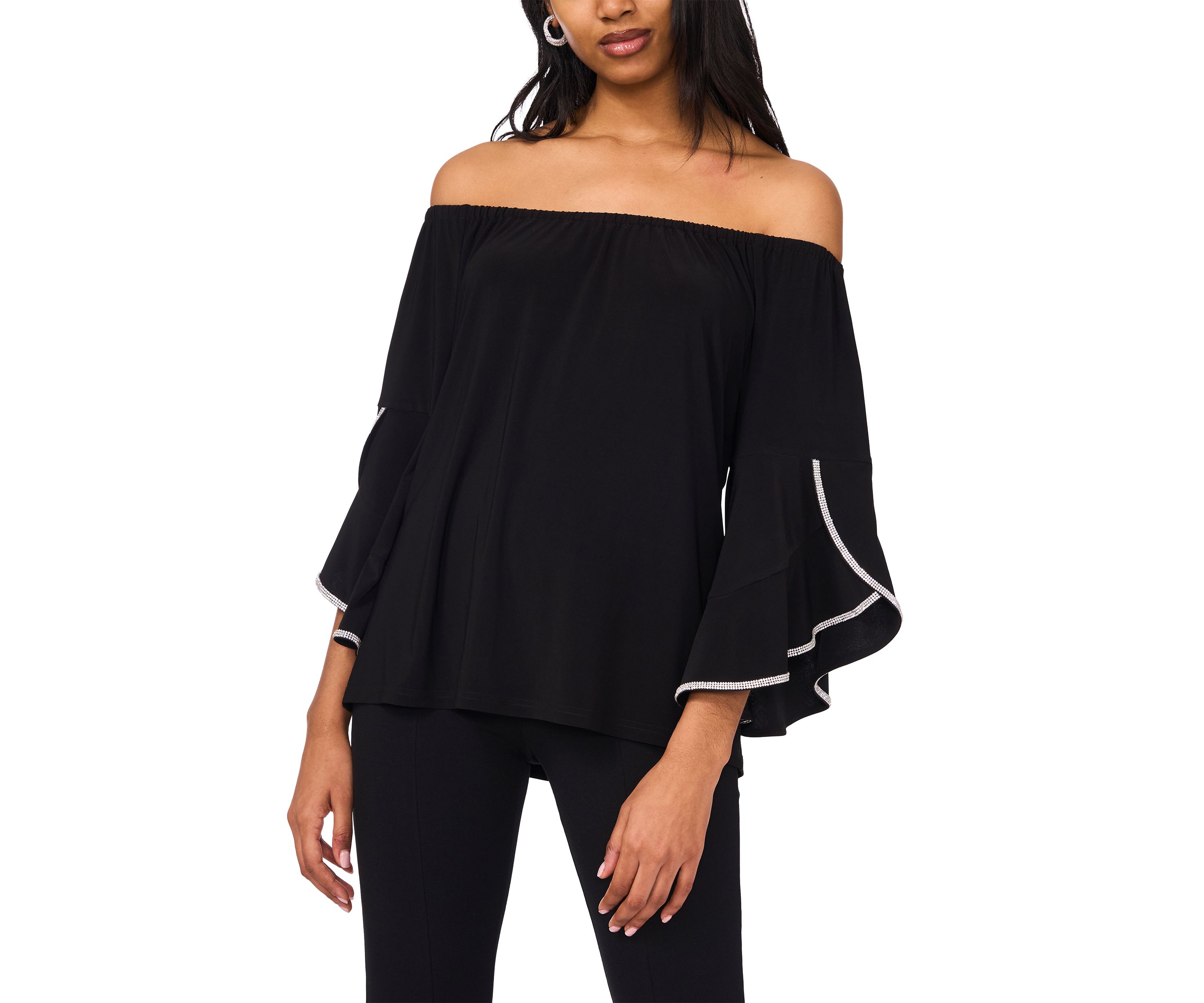 Womens Bell Sleeve Off the Shoulder Top