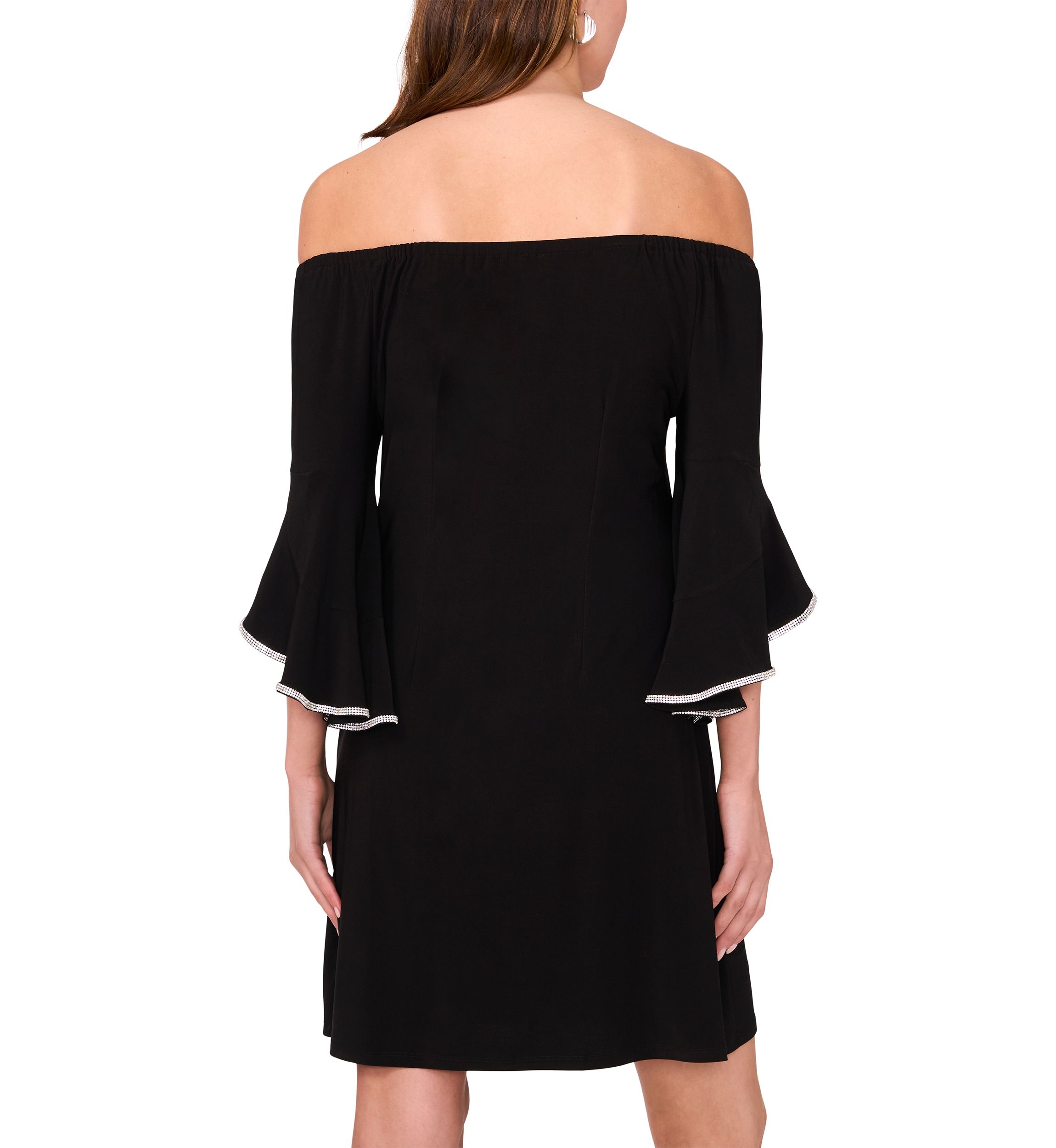 Womens 3/4 Tulip Sleeve Off the Shoulder A-Line Dress