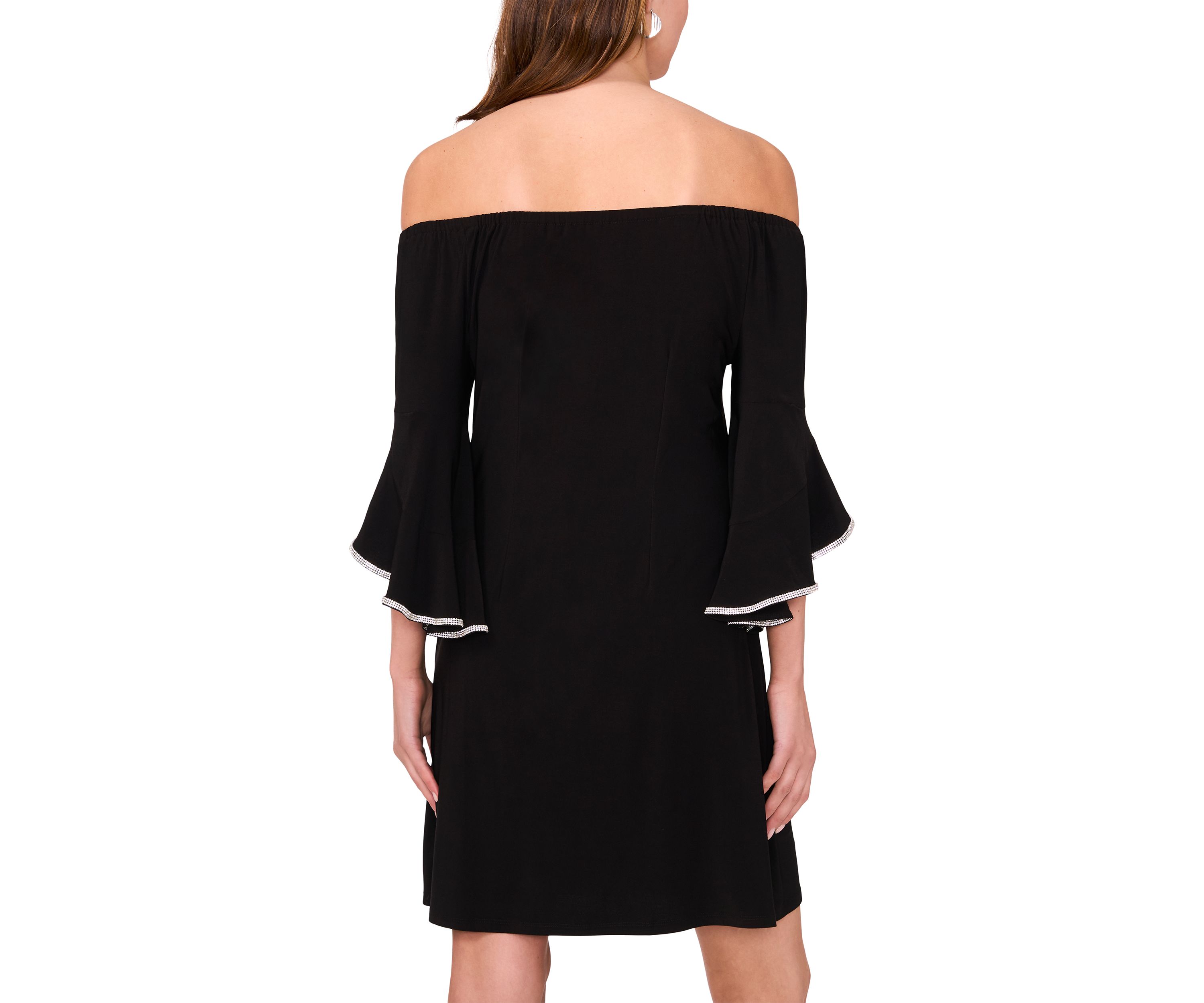 Womens 3/4 Tulip Sleeve Off the Shoulder A-Line Dress