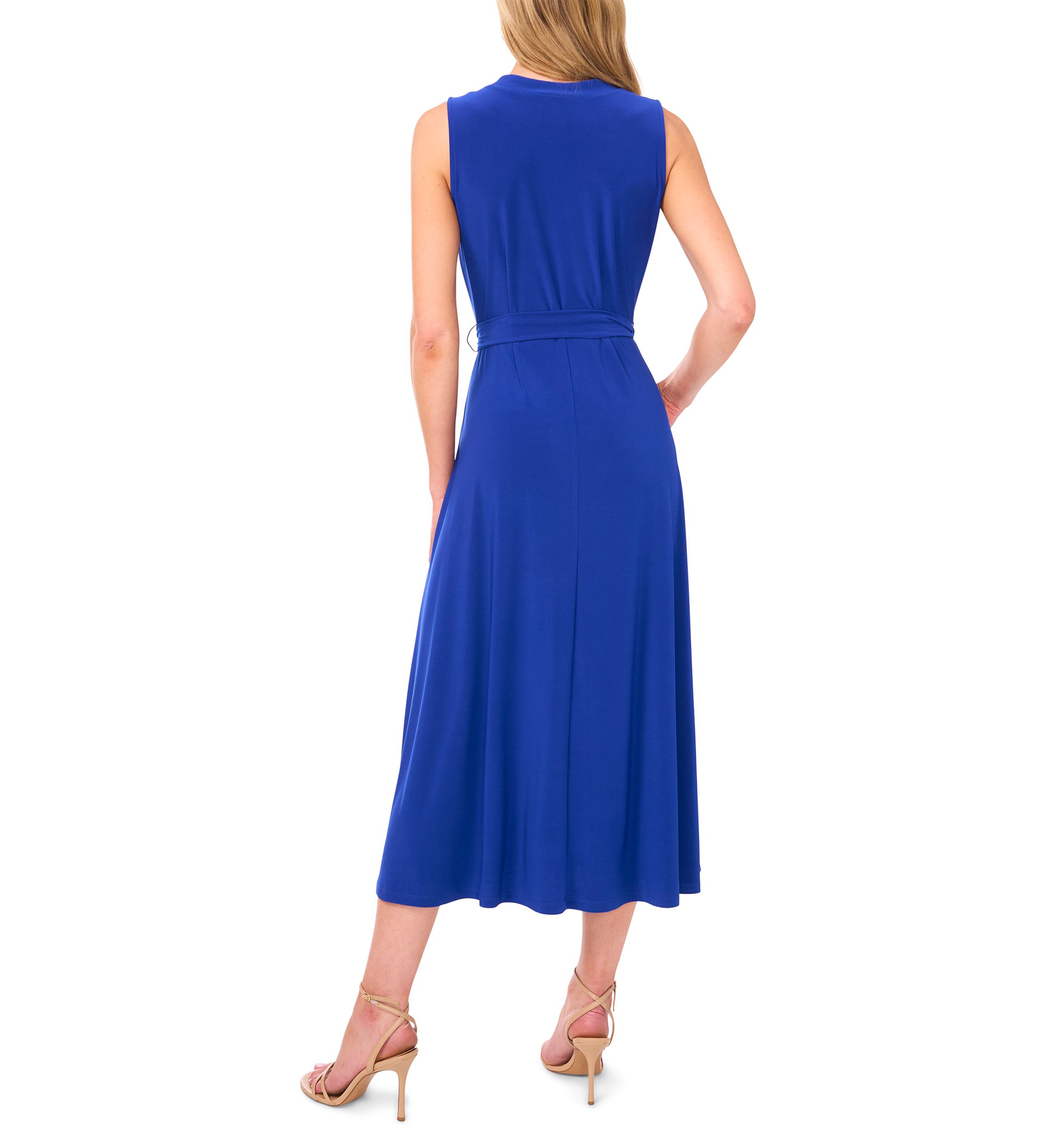 Womens Tie Waist V-Neck Maxi Dress