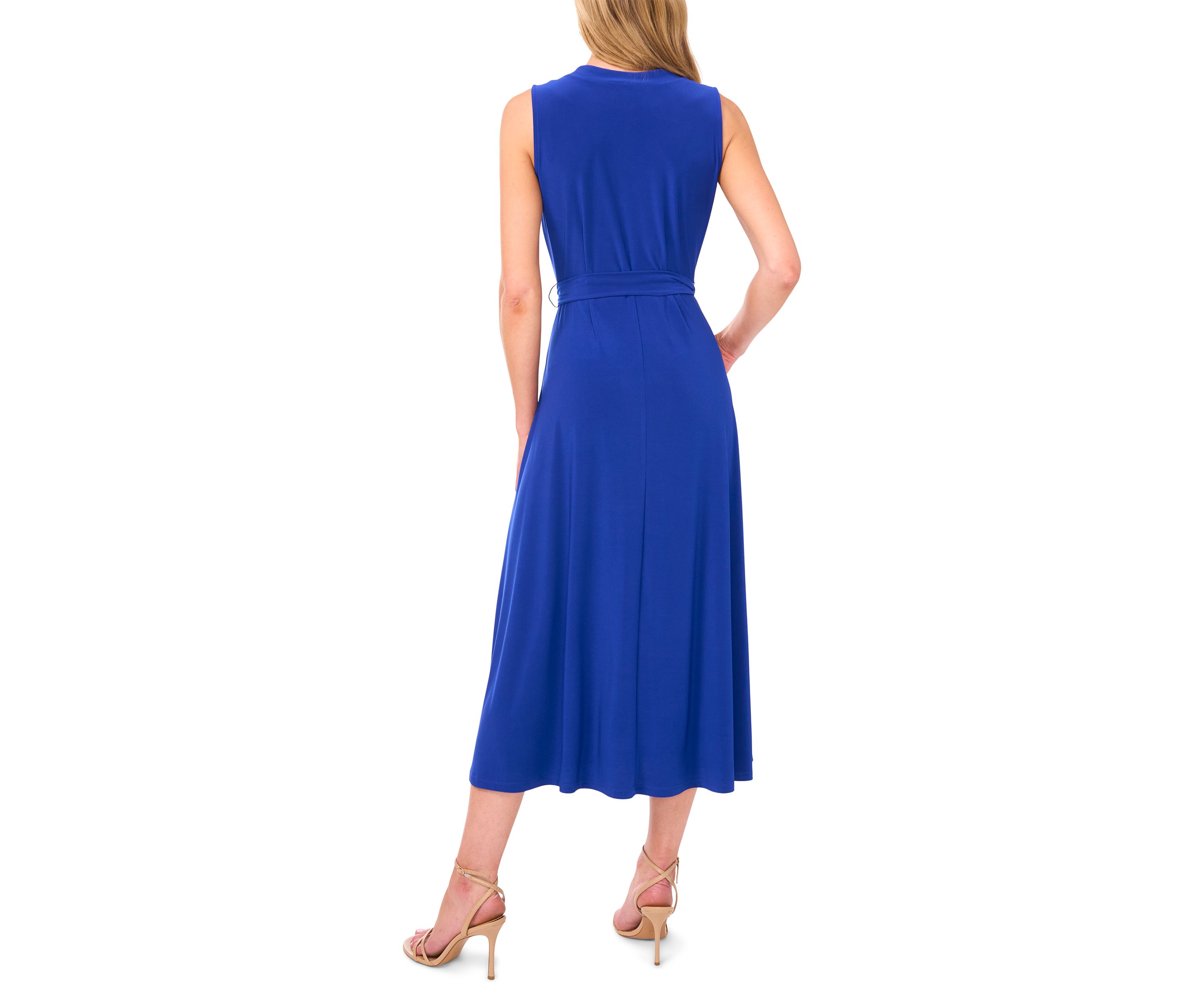 Womens Tie Waist V-Neck Maxi Dress