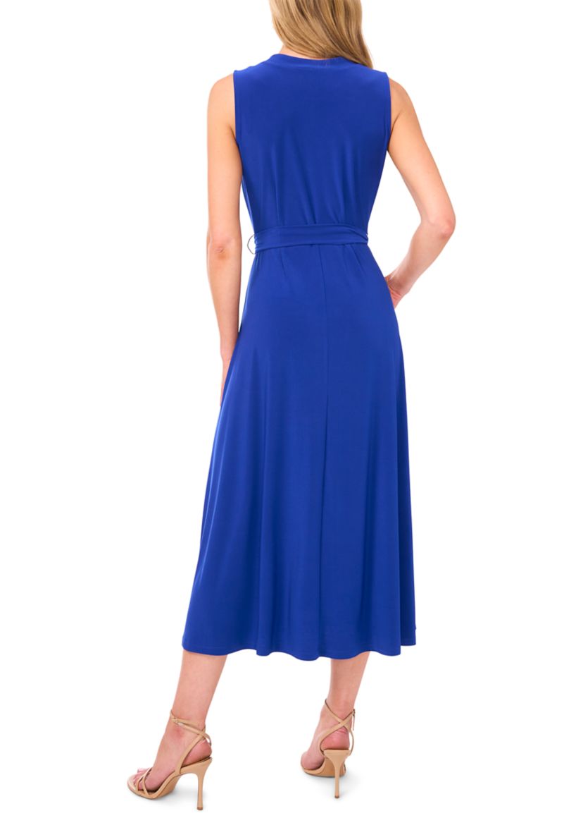 Womens Tie Waist V-Neck Maxi Dress