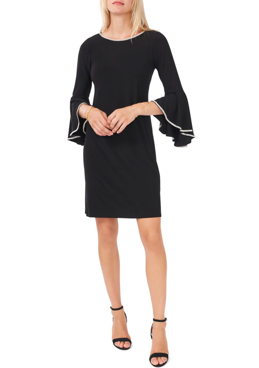 Womens Boat Neck Solid Dress