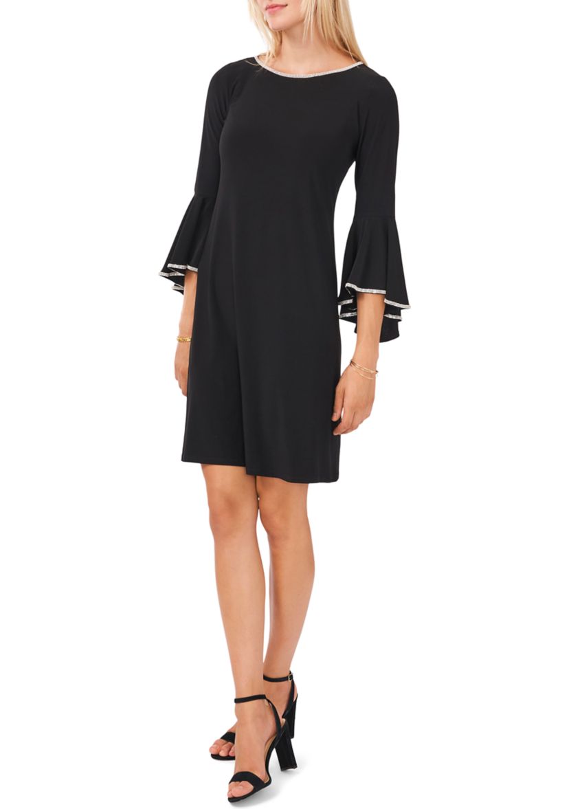 Womens Boat Neck Solid Dress
