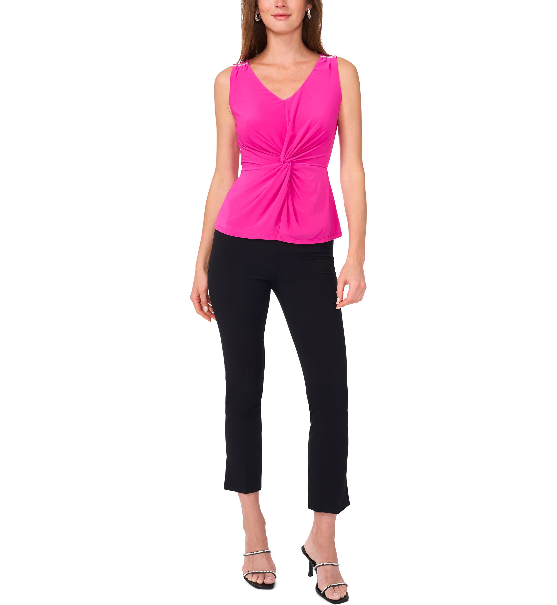 Womens Sleeveless V-Neck Solid Top
