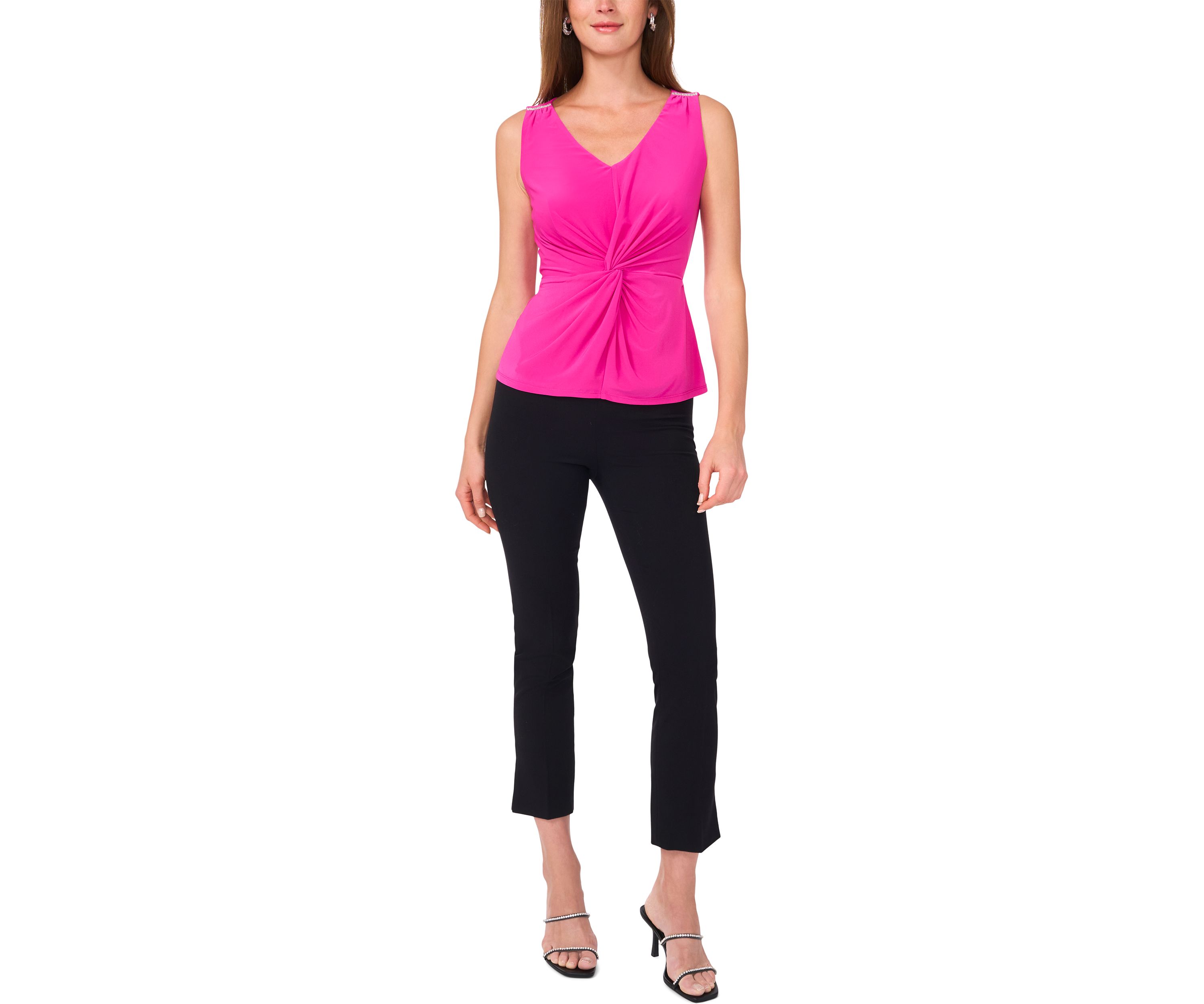 Womens Sleeveless V-Neck Solid Top