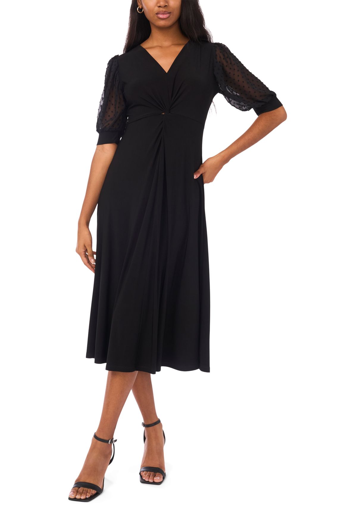 Womens Short Sleeve Twist Midi Dress