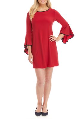 MSK 3/4 Bell Sleeve Dress with Piping | belk
