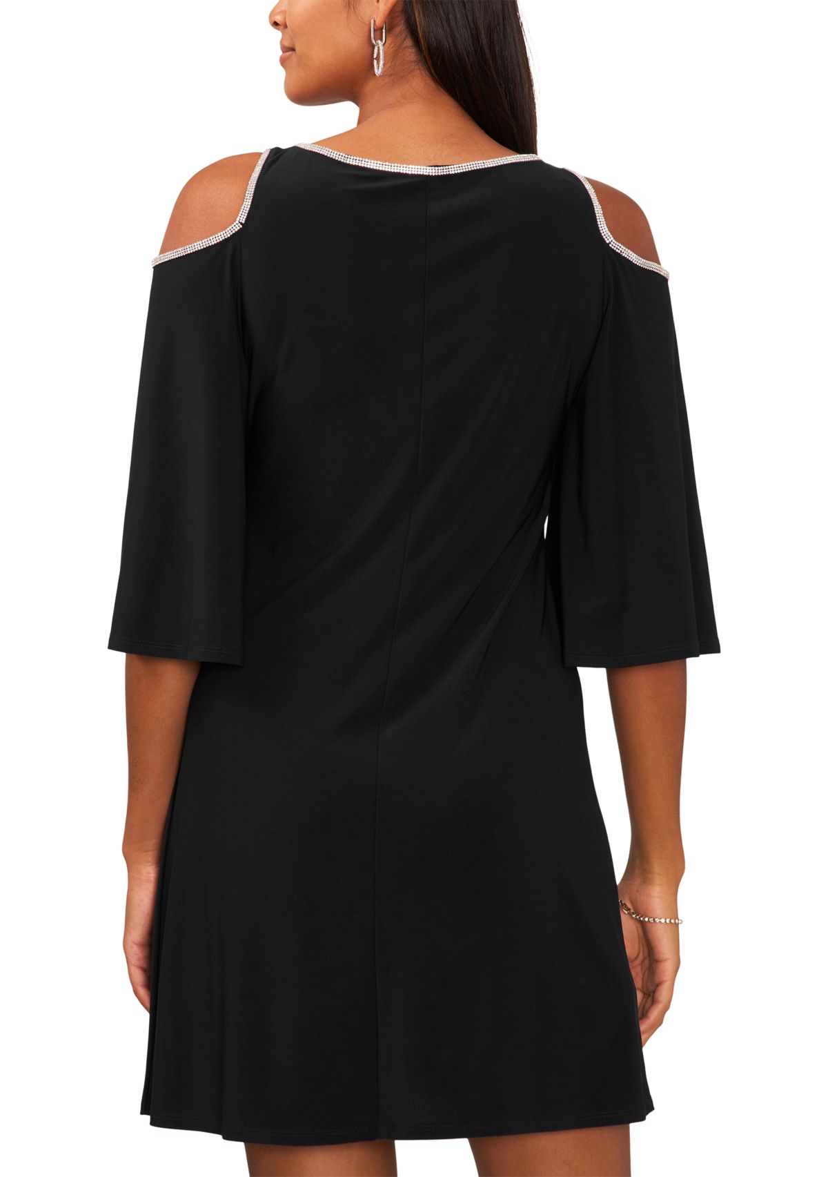 Womens Cold Shoulder Keyhole Neck Sheath Dress