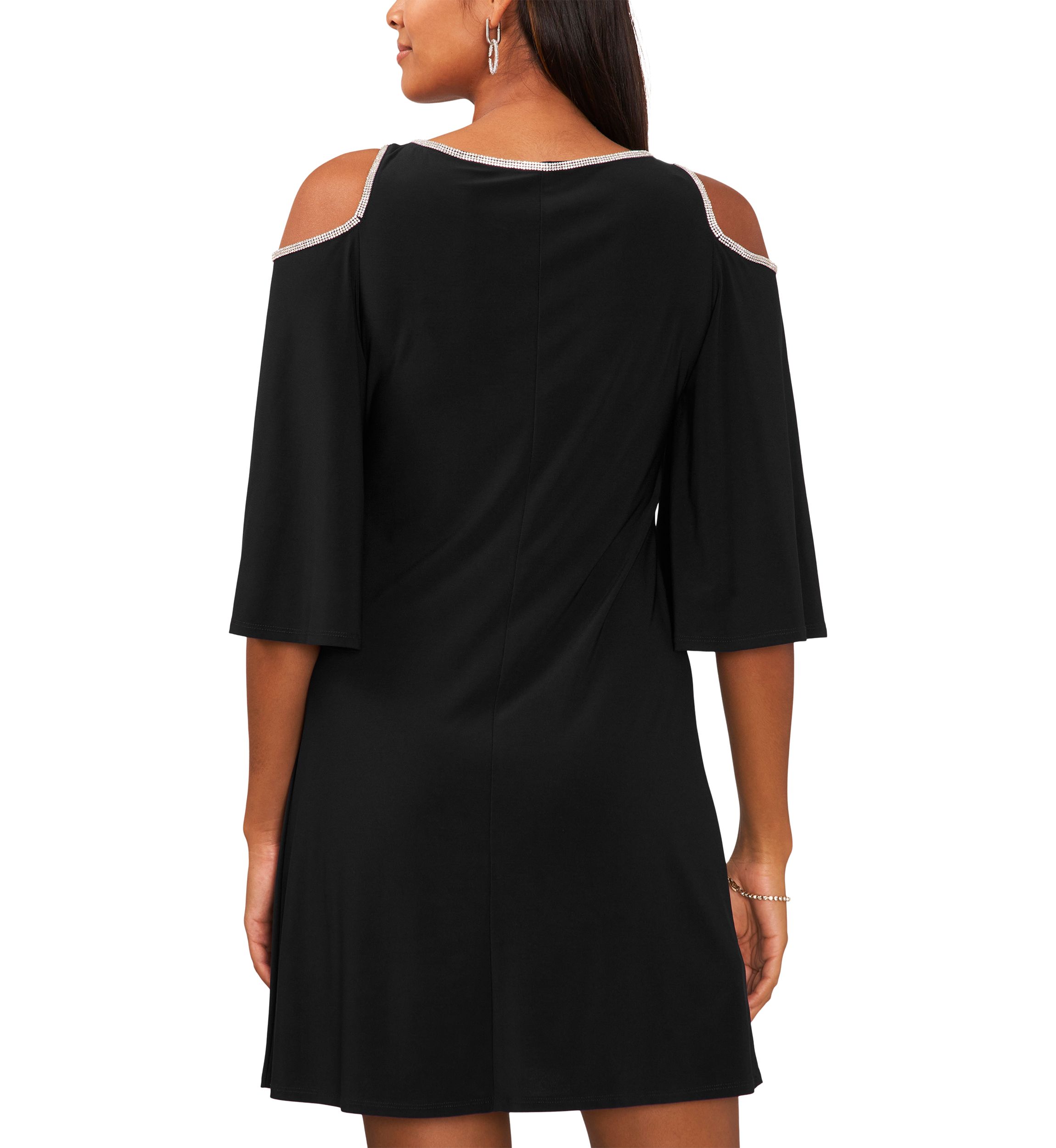 Womens Cold Shoulder Keyhole Neck Sheath Dress