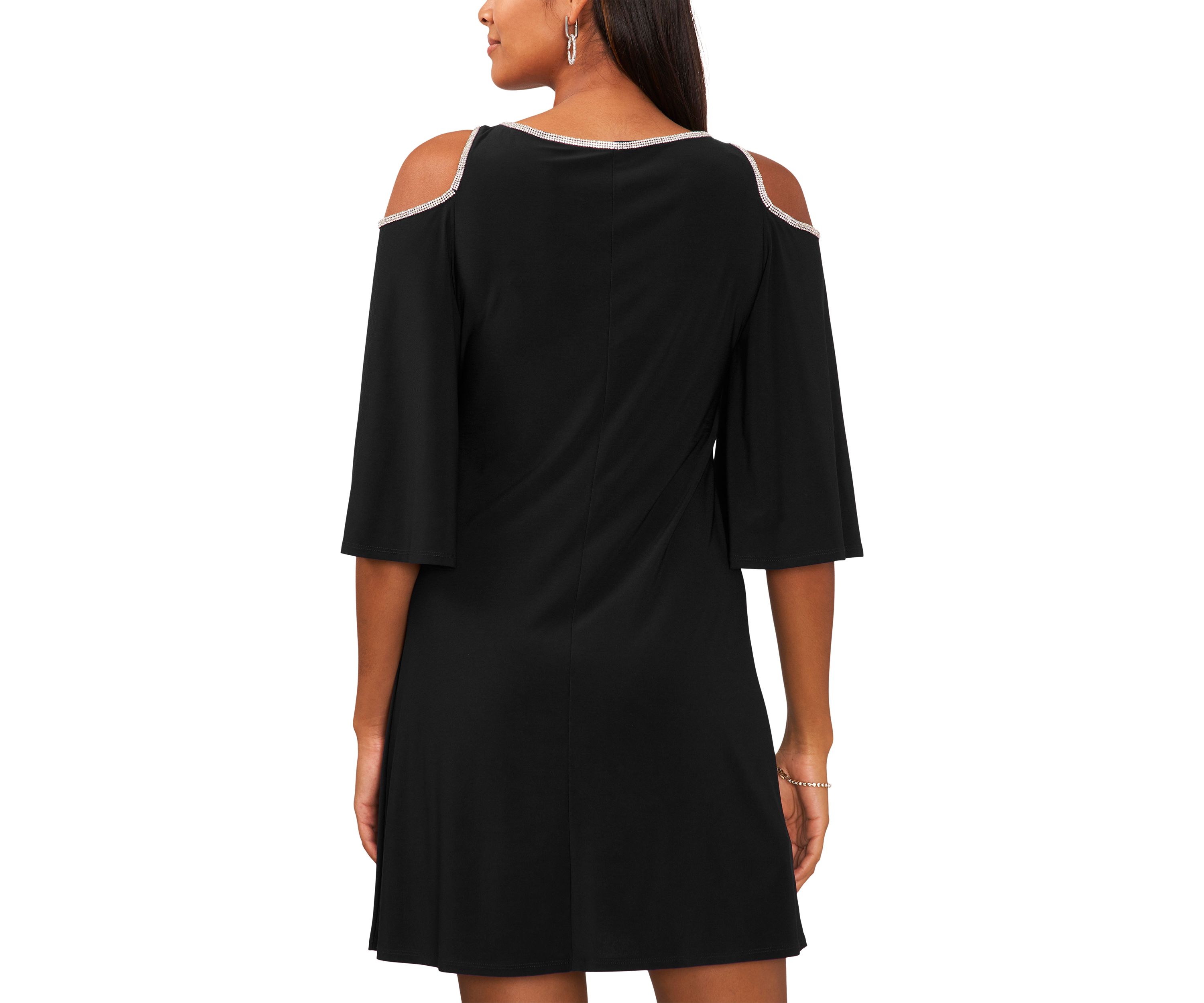 Womens Cold Shoulder Keyhole Neck Sheath Dress