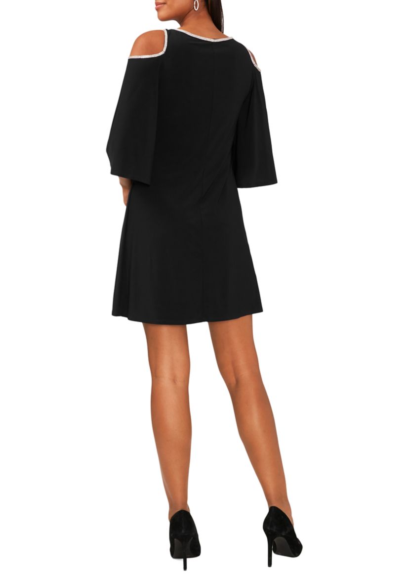 Womens Cold Shoulder Keyhole Neck Sheath Dress